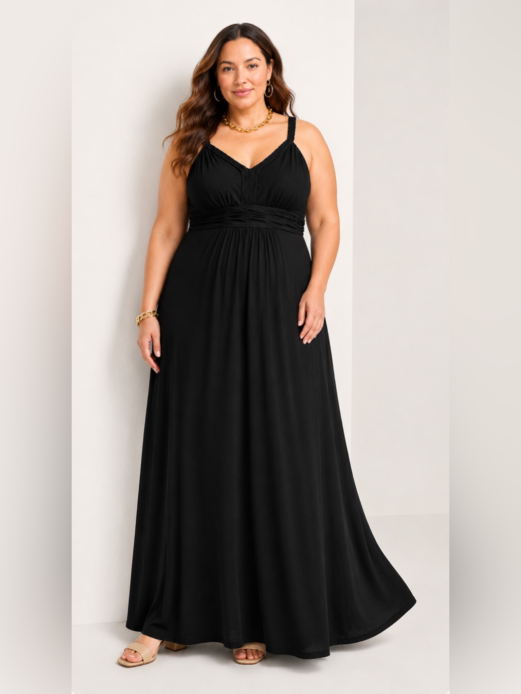 Soft Surroundings Mercedes Maxi Dress Black 2x Plus Size Minimal Flowy Sundress